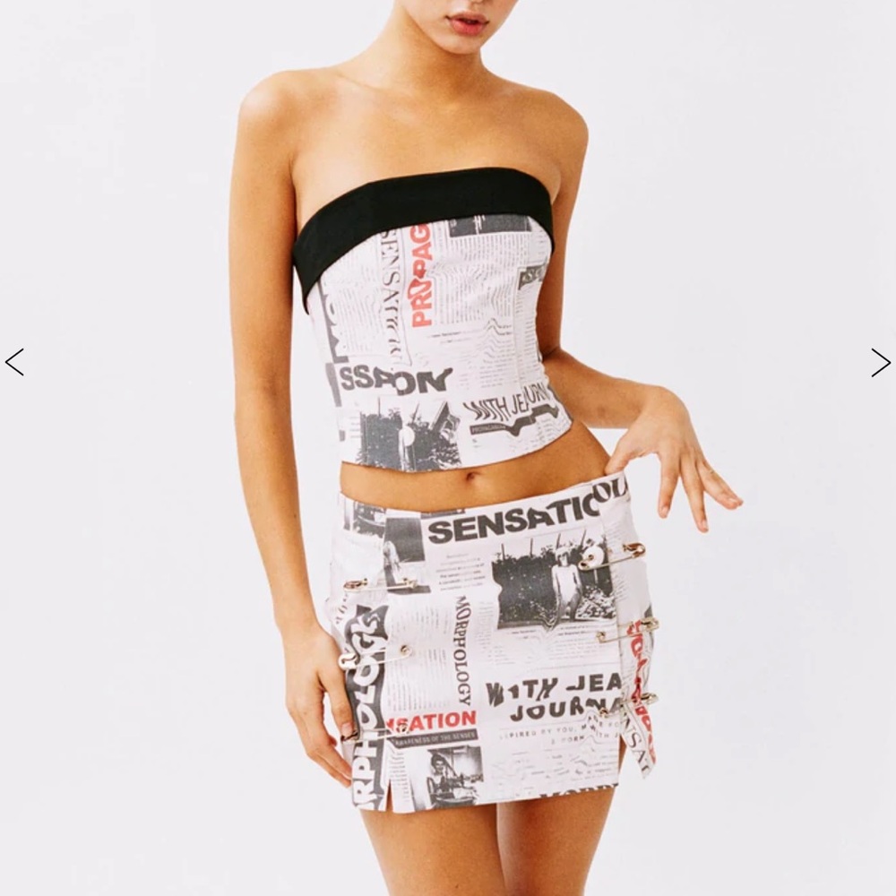 With Jean Safety Mini Skirt Read All About It XXS